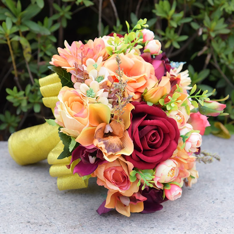 

Burgundy Rose Bridal Bouquet, Silk Blush Vintage Wedding flowers Rustic Chic Wedding bouquet Bride Bridesmaid mariage