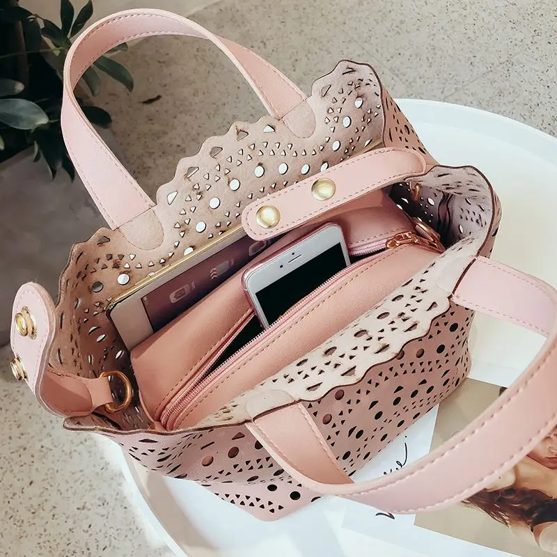 

Lady Composite Bag Handbag Fashion Messenger Shoulder Bag Design Beach Bag Summer Women Dot Hollow Out Casual Tote M302