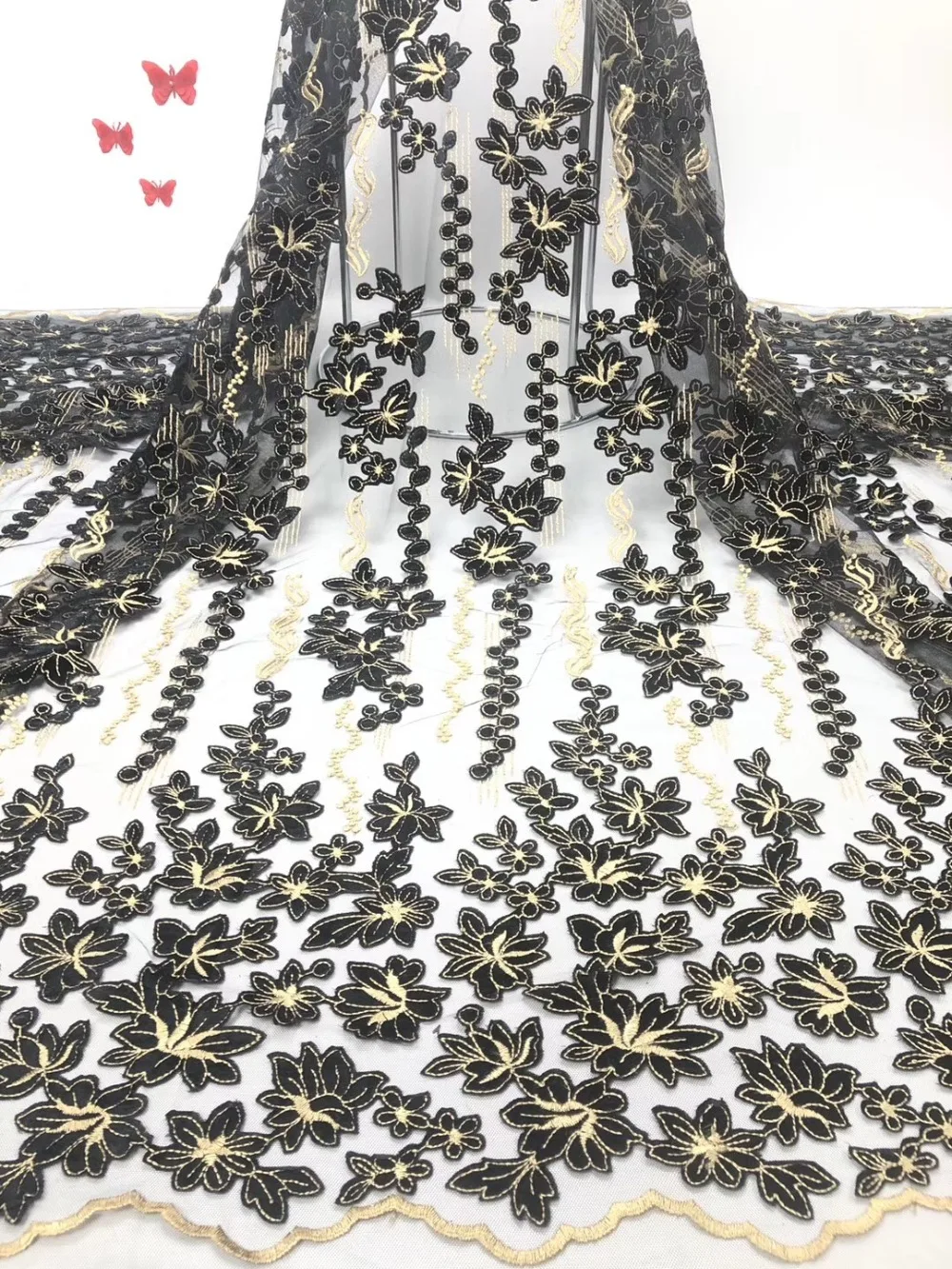 Вырезанная вручную французская бархатная кружевная ткань 2019 вышитая