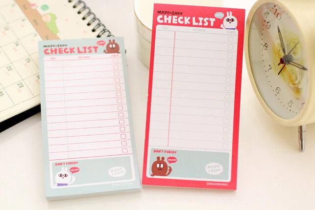 

Cute Majo & Sady check list Memo Pad Sticky Notes Memo Notepad School Office Supply Escolar Papelaria Gift Stationery