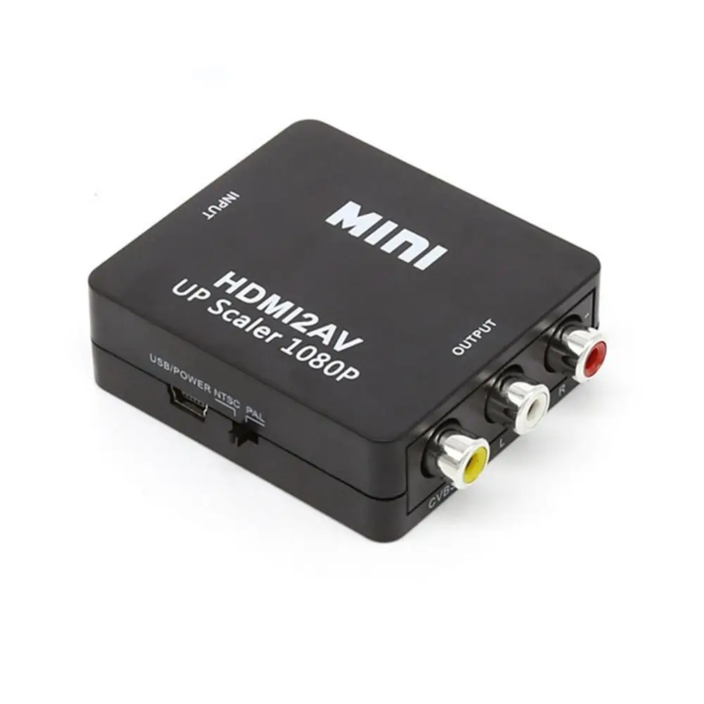1080P мини HDMI к VGA к RCA AV композитный адаптер конвертер с 3,5 мм аудио кабель VGA2AV/CVBS+ аудио к ПК HDTV конвертер - Цвет: Черный