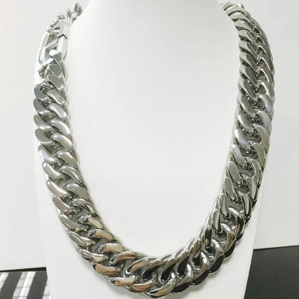 Мужское панцирное ожерелье из нержавеющей стали под серебро 21 мм 7-40 дюймов |