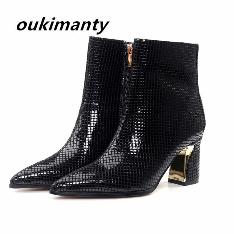 Осенние женские ботильоны на платформе и высоком каблуке модные ботинки женская