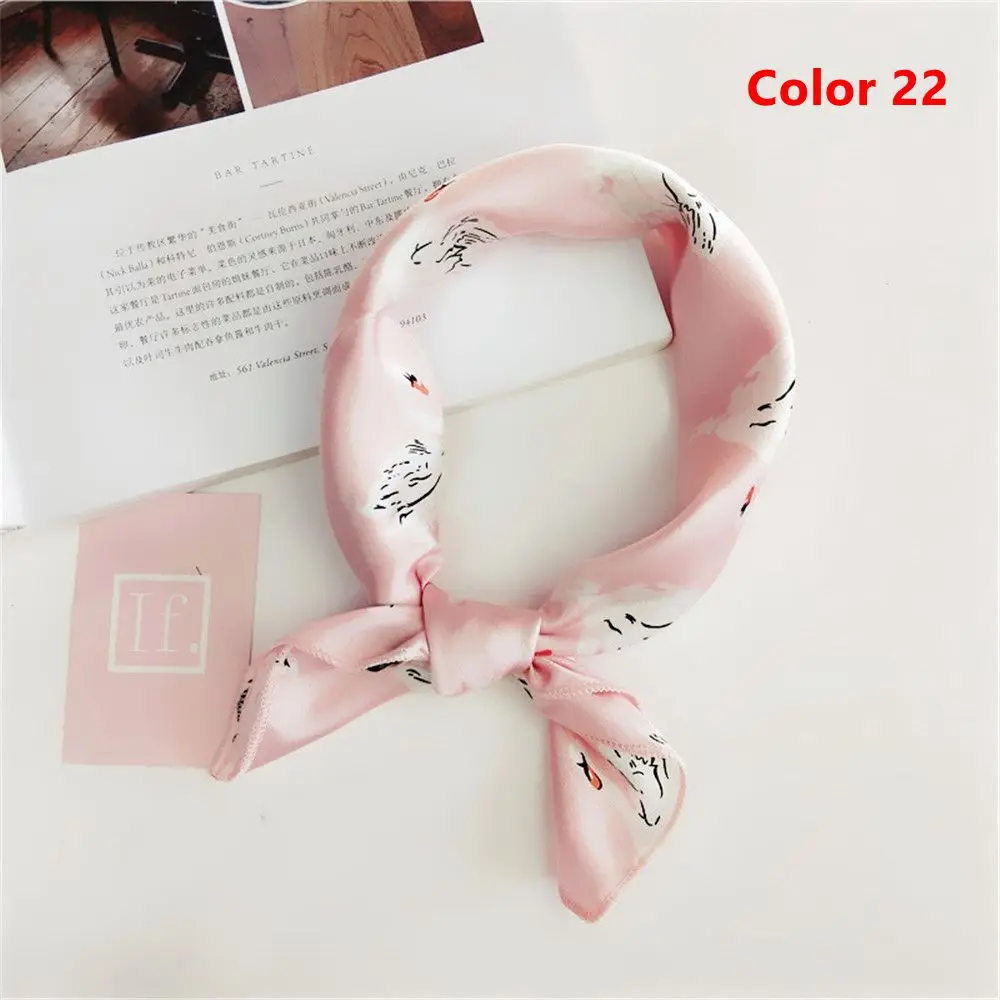 Color 22 Scarf Популярная распродажа! элегантный женский квадратный шелковый платок на шею, атласный шарф, обтягивающий Ретро галстук для волос, небольшой модный квадратный шарф - Цвет: Color 22 Scarf