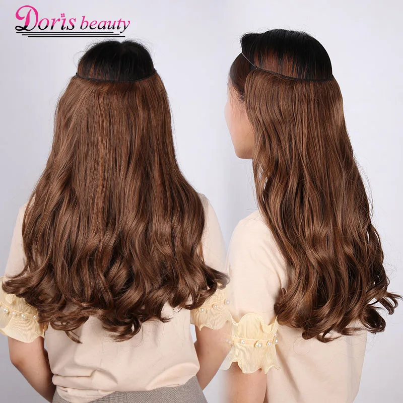 Doris beauty, 20 дюймов, невидимая проволока, без зажима, одна штука, Halo, волосы для наращивания, секретная Рыбная линия, шиньоны, волнистые, синтетические для женщин