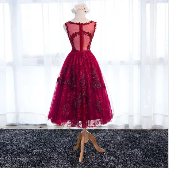 Красота Emily винно красное кружевное платье с цветочным рисунком короткими
