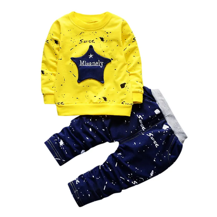 Baby Boy Sport Tracksuit Suits Spring 2018 Newborn Infant Boys Star Print Tops+Pants Outfits Clothes Set Dropshipping BTTF |