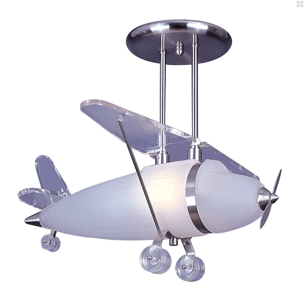 Фото Elk Lighting сатиновый никелевый оп кулон самолет светильник для детей спальни Elk Lighting сатиновый никелевый оп кулон самолет светильник для детей спальни
