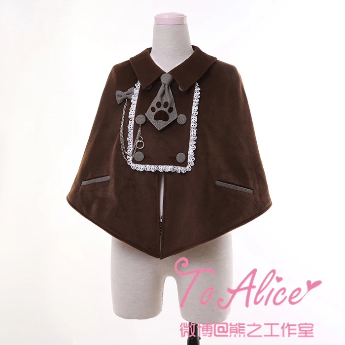 Детектив кошачья серия Женская Neko отпечаток лапы галстук двубортный коричневый