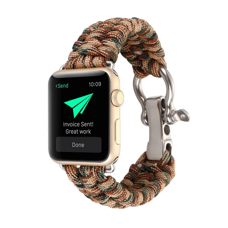 Спорт на открытом воздухе ремешок для Apple Watch Band 42 мм 38 мм веревка для выживания металлический болт застежка браслет для iWatch серии 4/3/2/1 - Цвет: Color G