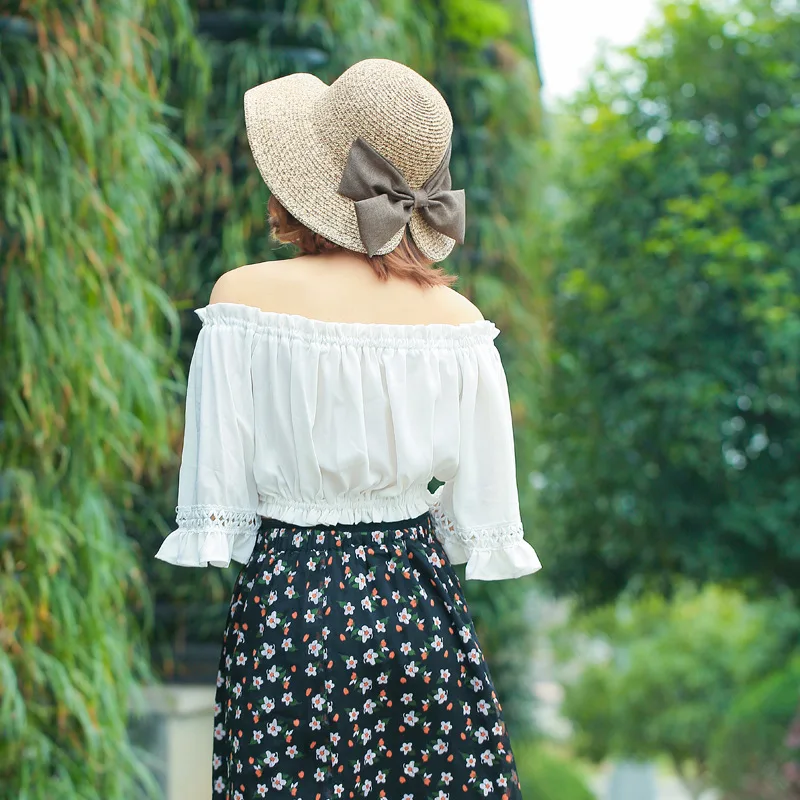 Прекрасный Сейлор Мун кошка Кепка леди новая соломенная шляпа Bowknot с широкими полями студентов свежий рафия затенение от солнца Кепка Складная