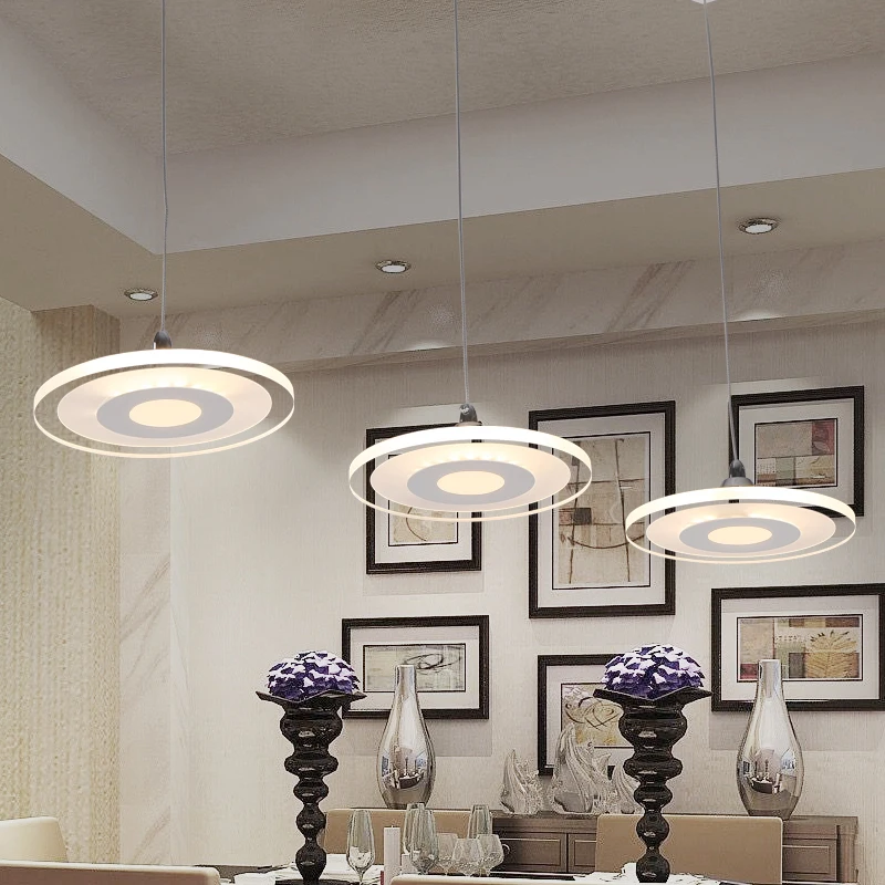 Ультра тонкие 3/5 головки акриловые подвесные светильники для столовой