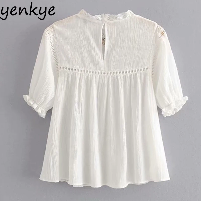 Мода 2019 женская сексуальная открытая блузка с цветочной вышивкой женский