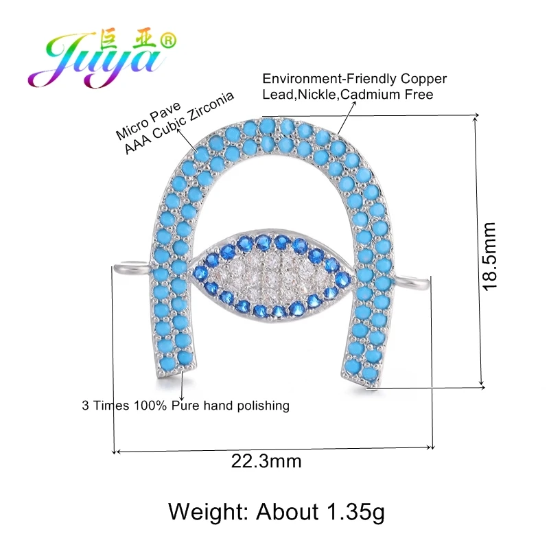 White Gold Juya DIY Красочные Кристаллы Классические Ювелирные компоненты греческий сглаза талисманы Разъем аксессуары для женщин мужчин Изготовление ювелирных изделий - Цвет: White Gold
