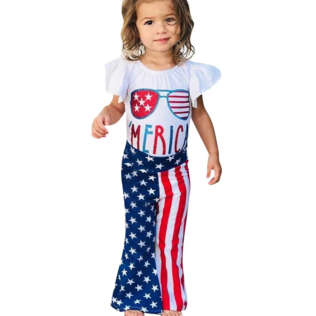 Детская футболка с буквенным принтом для маленьких девочек топы полосатые штаны