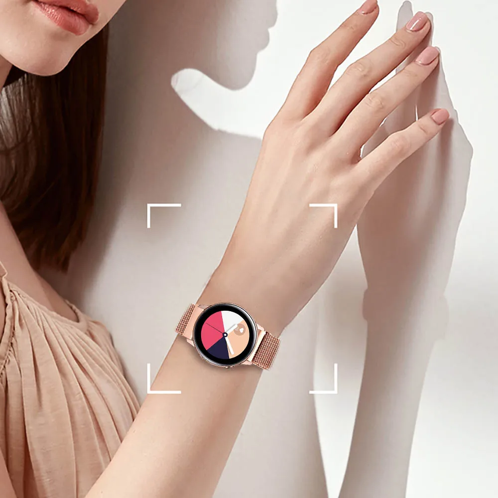 Миланская петля для часов магнитный ремешок для samsung Galaxy Watch Active/Active 2 40 мм 44 мм браслет из нержавеющей стали