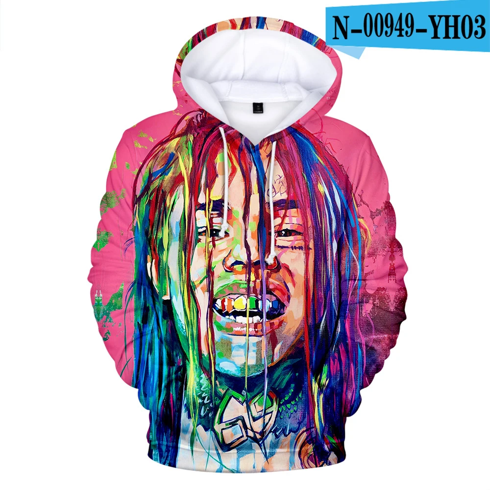 3D Новинка,, мужские толстовки с 3D принтом Rapper 6IX9INE, осенняя мода Harajuku, популярная худи с 3D принтом 6IX9INE, мужские толстовки - Цвет: 3D