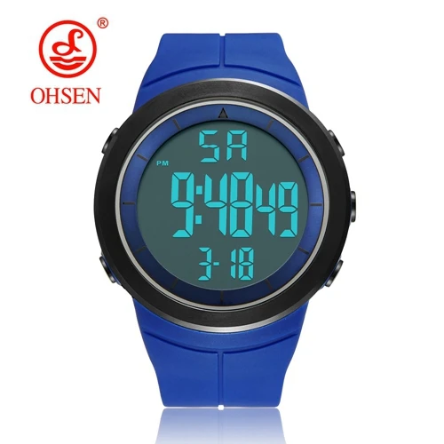 Цифровые ЖК-мужские часы reloj hombre Военный Зеленый Водонепроницаемый Открытый Бег наручные часы, силиконовый браслет часы мужские подарки для мальчиков - Цвет: Blue watch
