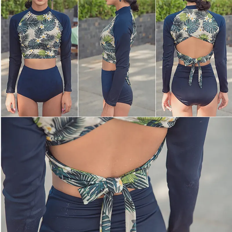 Женский длинный рукав УФ Защита от солнца купальник Рашгард Surf swim Top 1