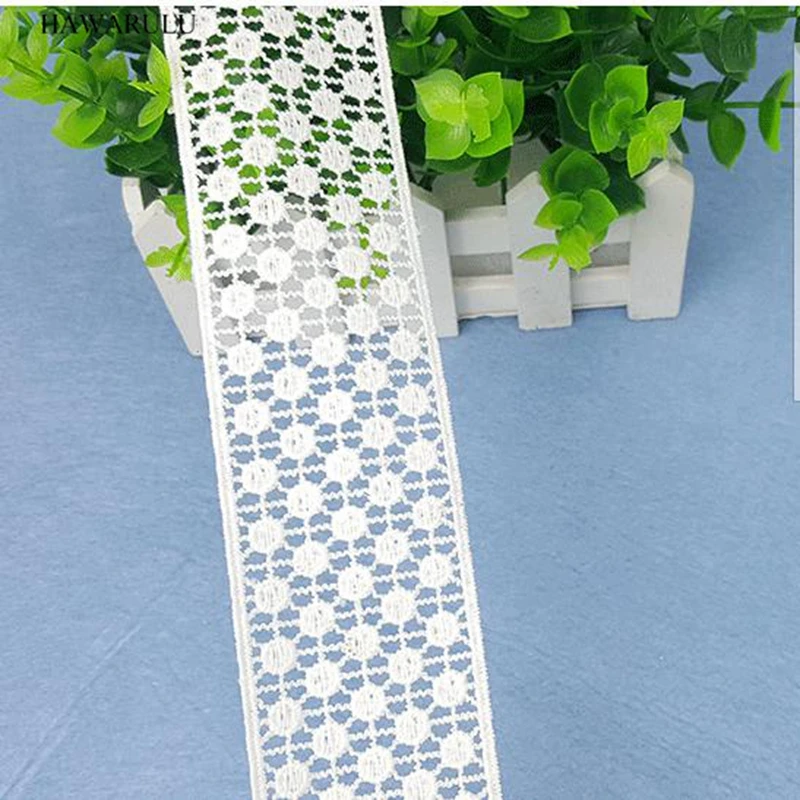 

HAWARULU 2yard DIY White hollow water soluble milk silk wedding dress accessories lace fabric lace strips wedding decoration