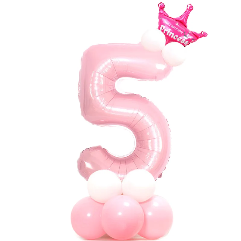 ZG pink set(5) KAMMIZAD 17 шт./лот anniversaire Микки красные цифры воздушные шары для 1. Украшения для дня рождения, Детские фольгированные баллоны Минни, балоны - Цвет: ZG pink set(5)