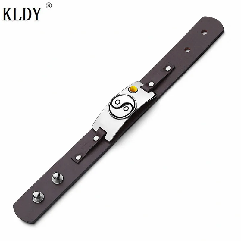 KLDY новые модные кожаные браслеты для мужчин Круглый браслет с пряжкой и