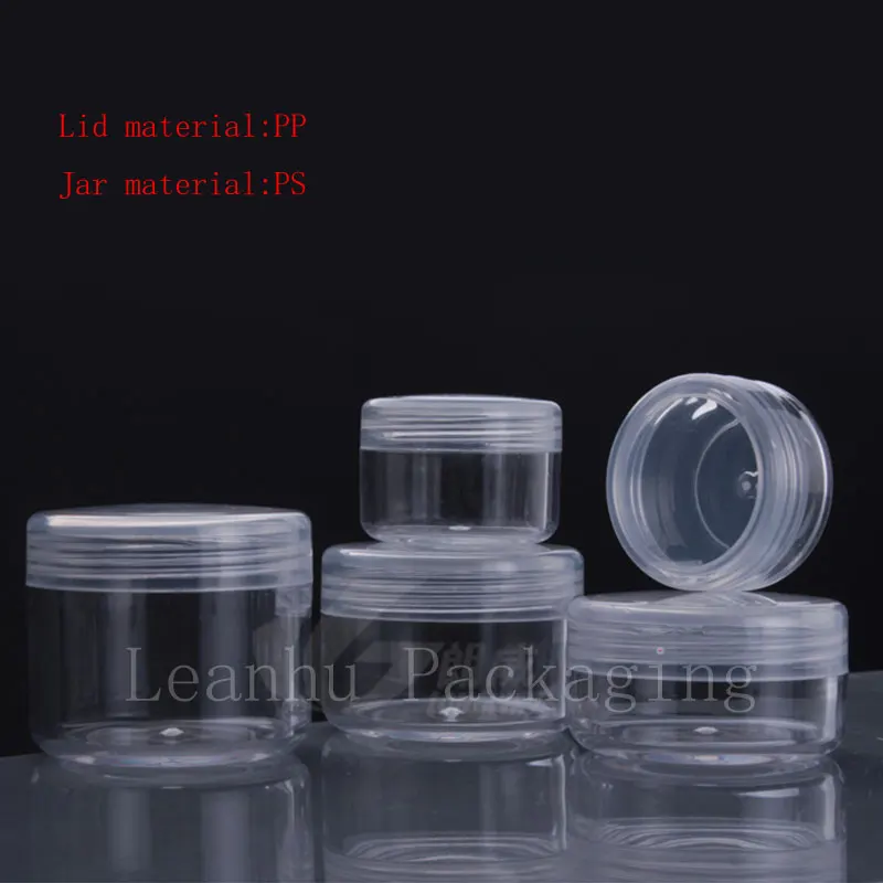 Пустая прозрачная маленькая круглая пластиковая витрина для бутылок банка крема