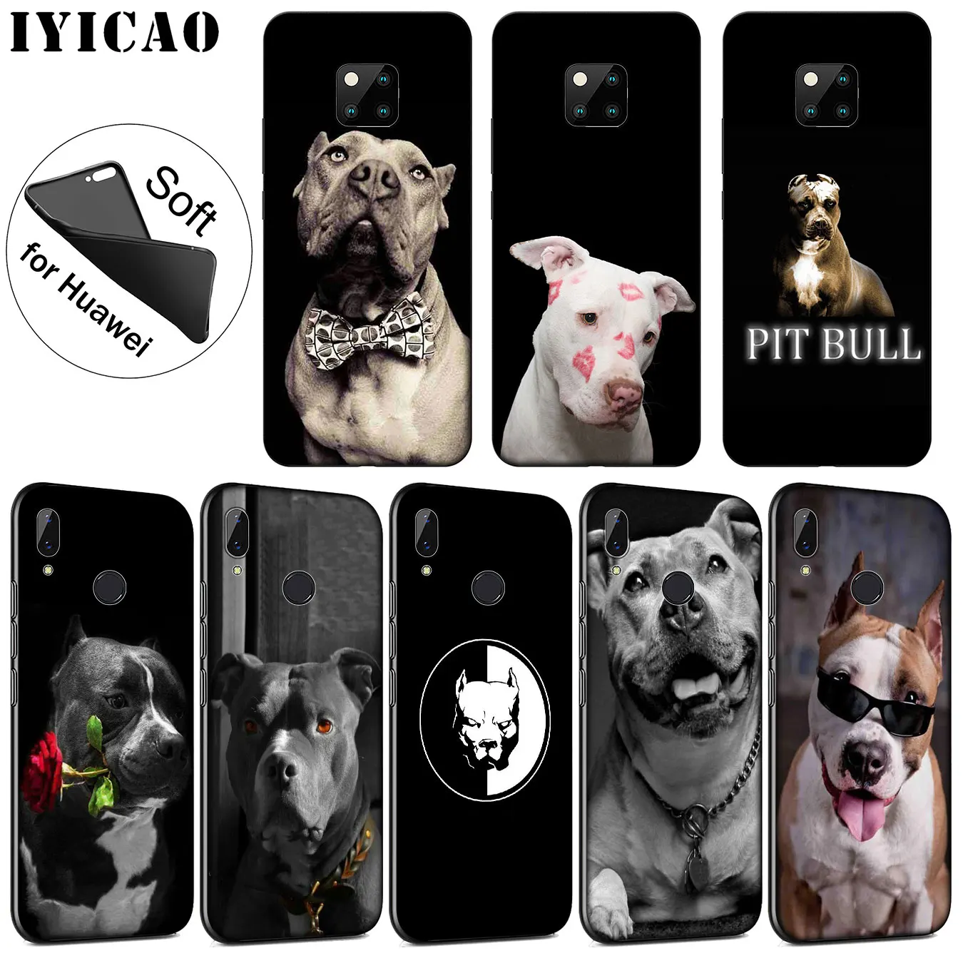 Pit Bull Симпатичный черный мягкий чехол для телефона с собакой питбулом Huawei Mate 30 20 10