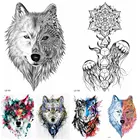 Большие Татуировки с волком, черные, этнические, индийские, морские медузы, большие, временная татуировка, 3D наклейки, Летний стиль, поддельные татуировки, водонепроницаемые