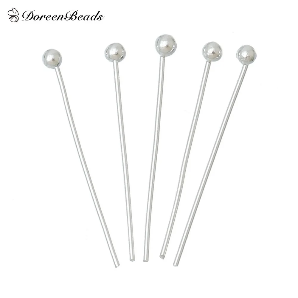 

DoreenBeads 1000PCs 20x0.5mm(24 Gauge) silver color Ball Head Pins Findings (B20063)