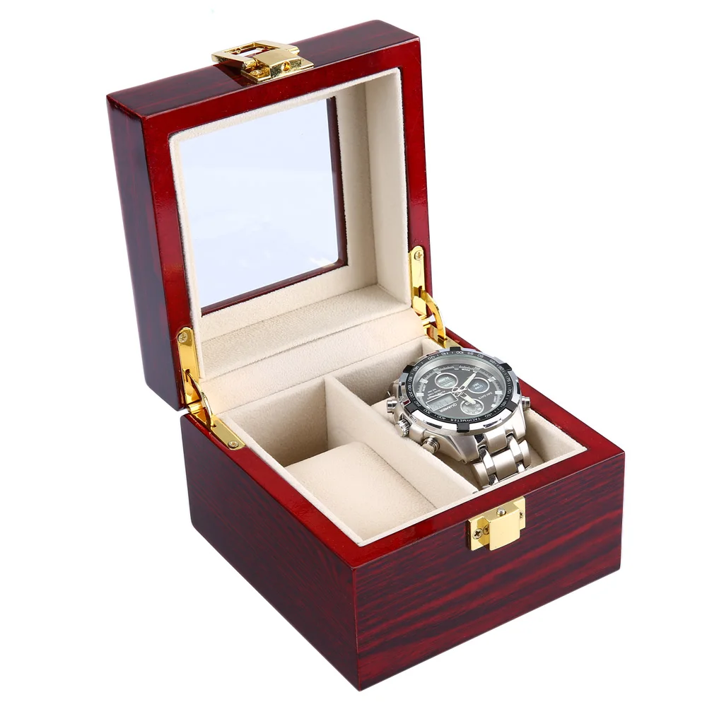2 сетки деревянные часы Прозрачный чехол Jewelry Box Организатор Высокое качество