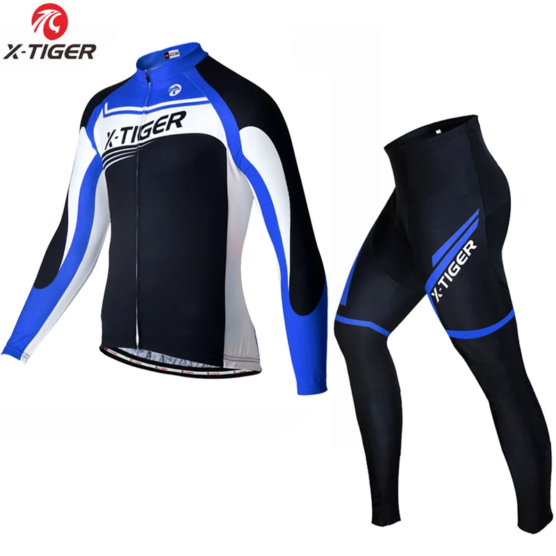 Jerseys and Pant Зимняя Теплая Флисовая длинная велосипедная Футболка X-Tiger, комплект Ropa Roupa De Ciclismo Invierno MTB велосипедная одежда, одежда для велосипеда - Цвет: Jerseys and Pant