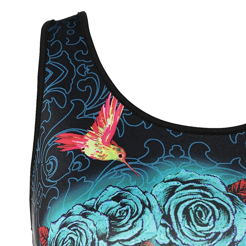 PlusMiss плюс размер 5XL череп цветочный принт панк Рок без рукавов майка топы Женская