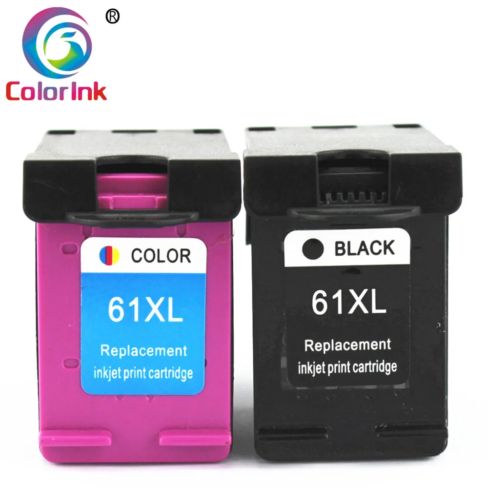 Черный заправленный чернильный картридж ColoInk 61XL для HP 61 XL 1000 1010 1050 1510 2000 2050 2510 3000