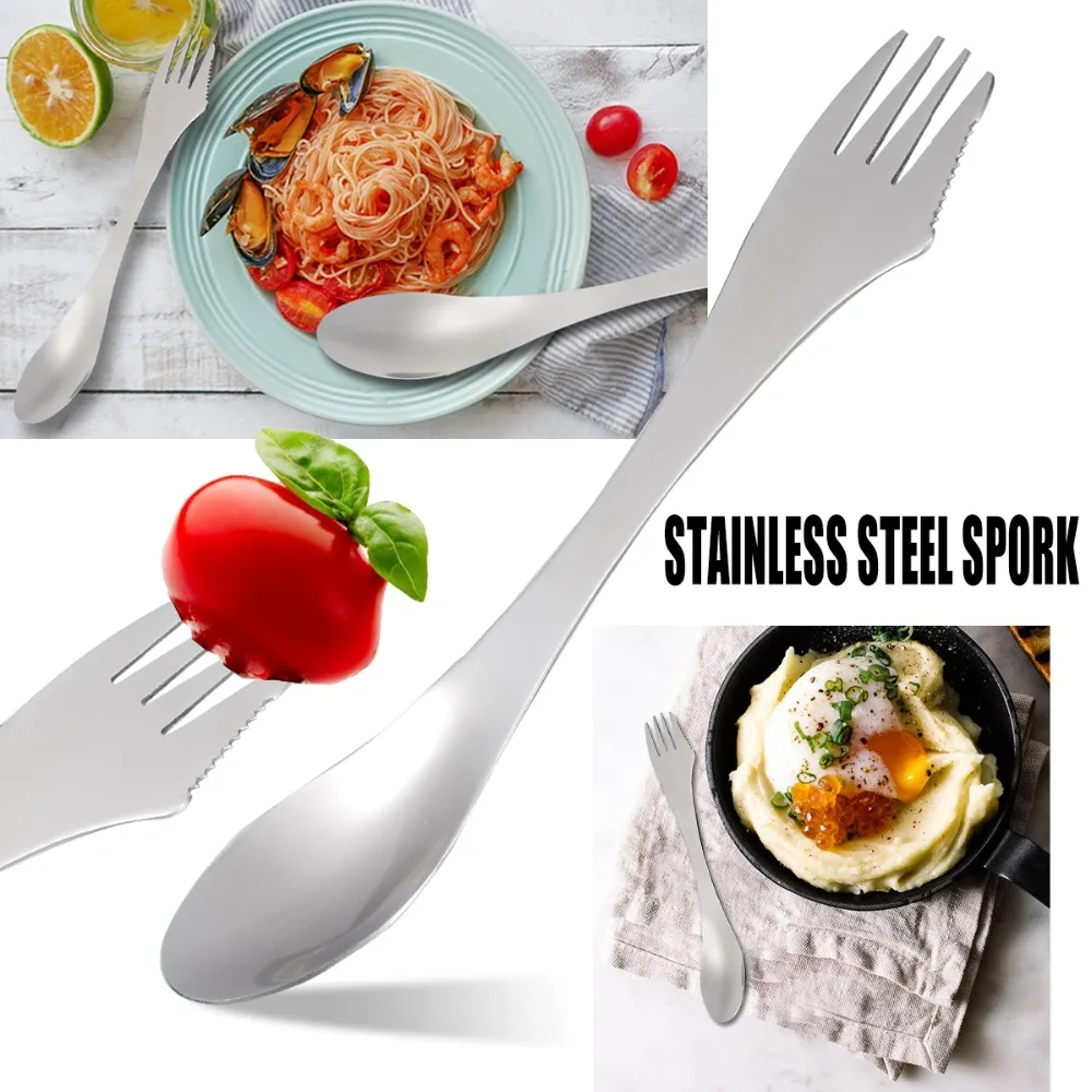 1 шт. 3в1 нержавеющая сталь Spork ложка нож вилка Посуда для наружного кемпинга пикника кухонный инструмент MAYITR