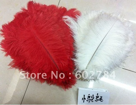 

Free shipping 100pcs/ lot 8-10inch 20-25cm, 50pcs red+50pcs white, ostrich feathers on hot sale