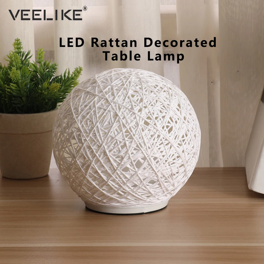 Креативные перезаряжаемые ночные светильники из ротанга шаровые аккумуляторные