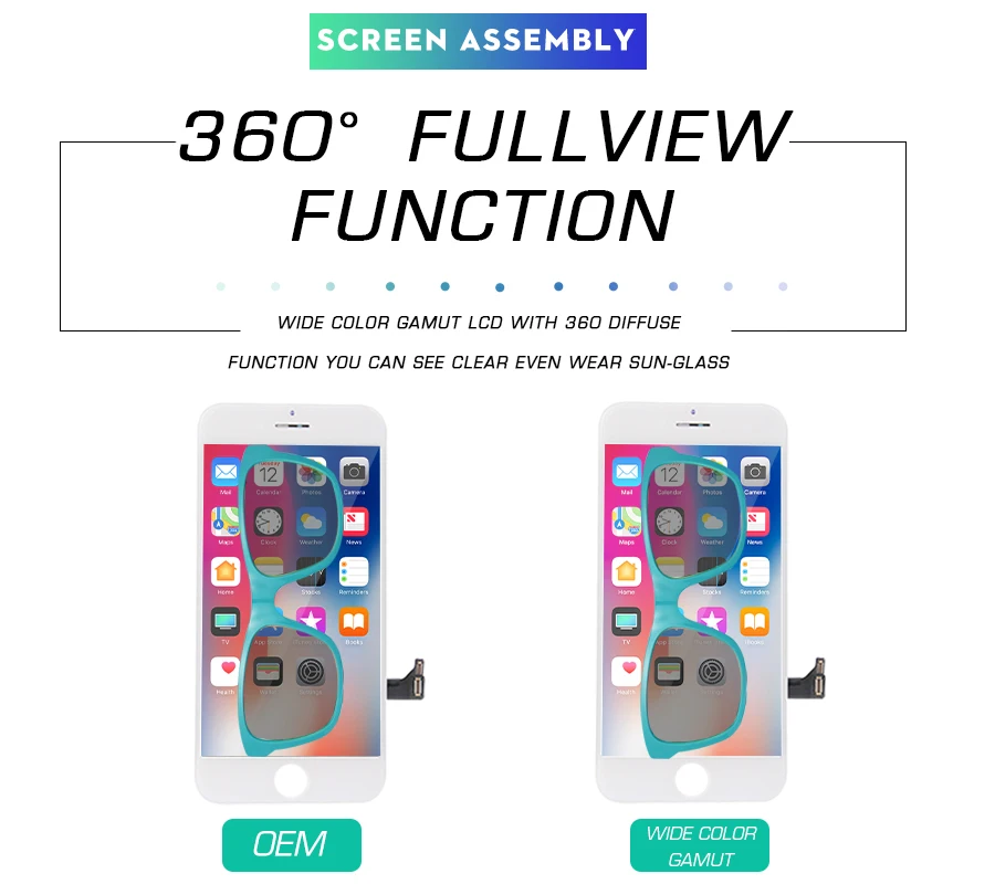 Широкий цветовой охват для iPhone 7 8 plus ЖК-дисплей полный вид экран с сенсорным дигитайзером сборка Замена Pantalla высокая яркость