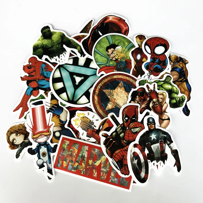 Новинка, 50 шт./лот, классические наклейки с аниме Marvel, игрушки для ноутбука, скейтборд, стикеры для багажа, водонепроницаемые забавные наклейки с человеком-пауком для детей
