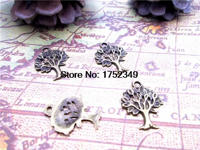 

25pcs-Tree Charms, Antique Tibetan Silver Tone Beautiful Detail tree pendants/charms 21x17mm