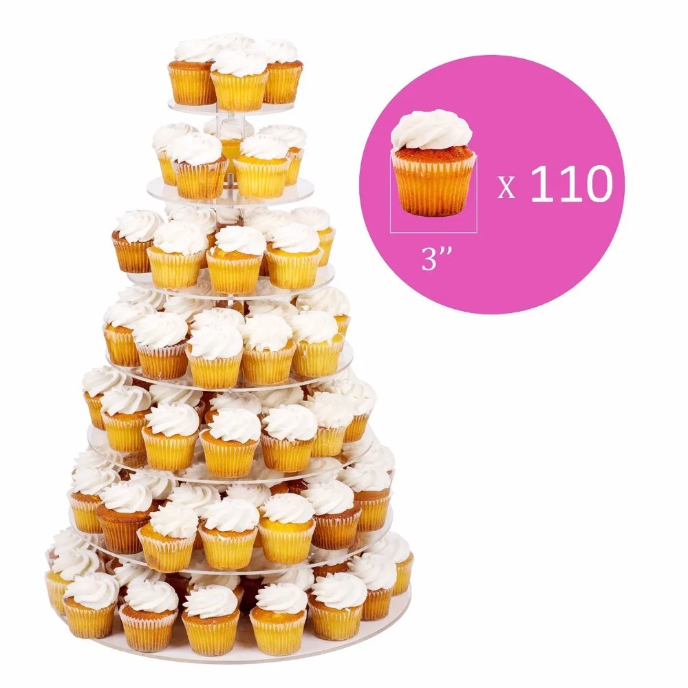 

7 tier acrylic wedding cake stand clear round cupcake stand plexiglass cake display rack wedding decoration