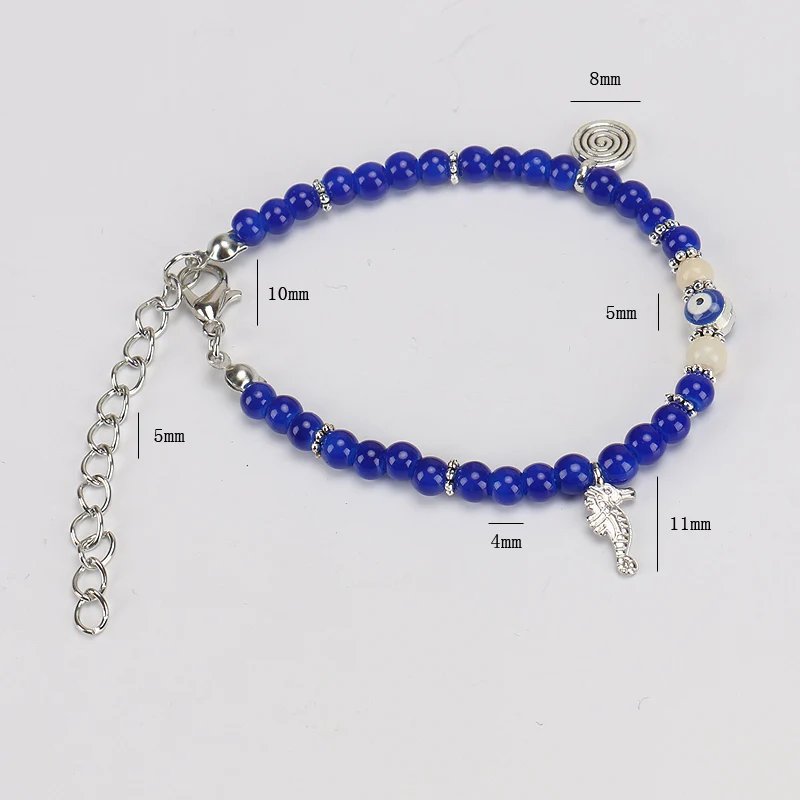 Lucky браслет evil eye 3 цвета камень Бусины с крокодиловой Подвеска стрекоза турецкий