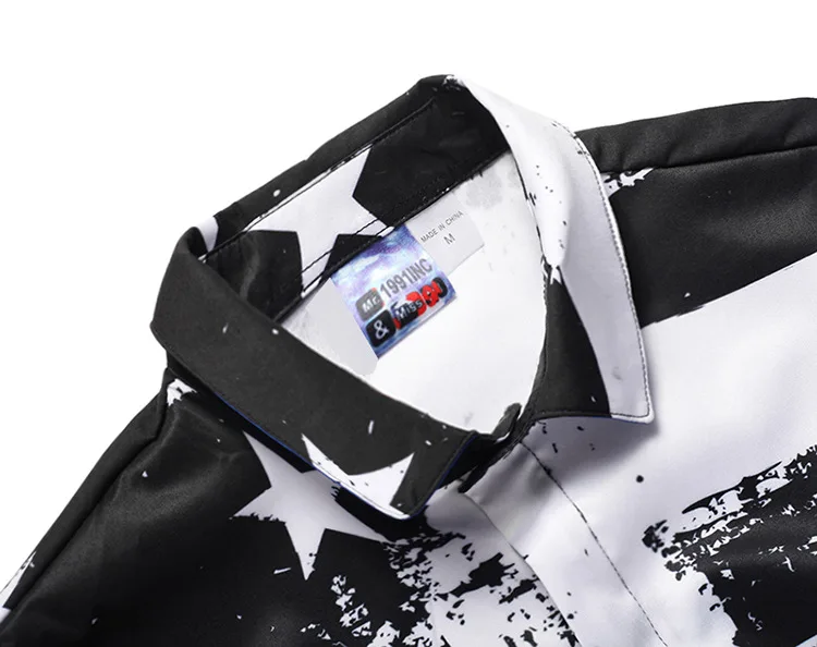 Высококачественная Мужская модная рубашка с принтом в полоску со звездами