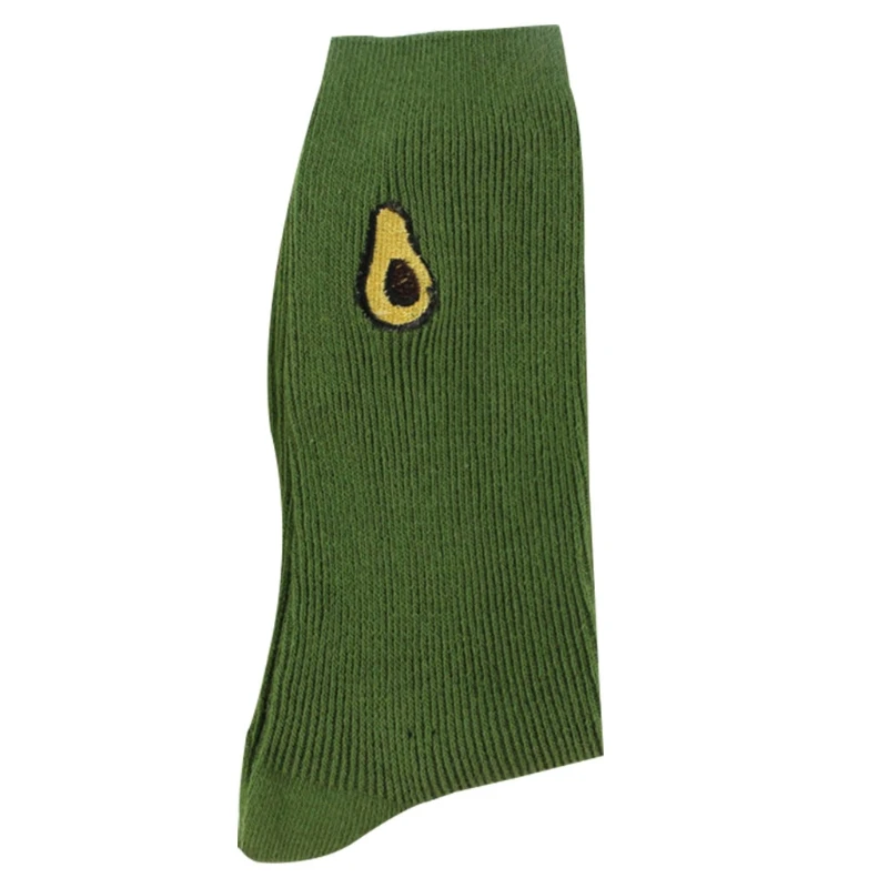 Green Зима,, забавные, милые, с рисунком банана, вишни, авокадо, фруктов, для женщин, девушек, хлопковые свободные носки, Япония, Харадзюку, желтый дизайн - Цвет: Green