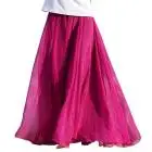 hot pink CHAMSGEND Женская эластичная талия шифоновая длинная Макси пляжная новая высокая талия плиссированная элегантная юбка Прямая 1J30 - Цвет: hot pink