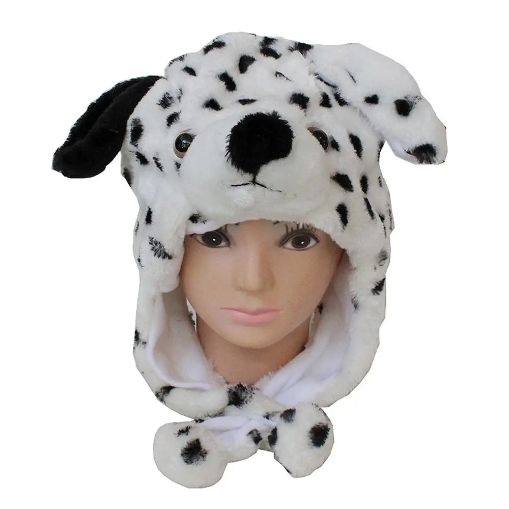 Dalmatian Dog Мягкая Плюшевая пушистая теплая шапочка-бини с рисунками животных из мультфильмов, зимний пушистый маскарадный костюм для взрослых, женщин, мужчин, детей, мальчиков и девочек - Цвет: Dalmatian Dog