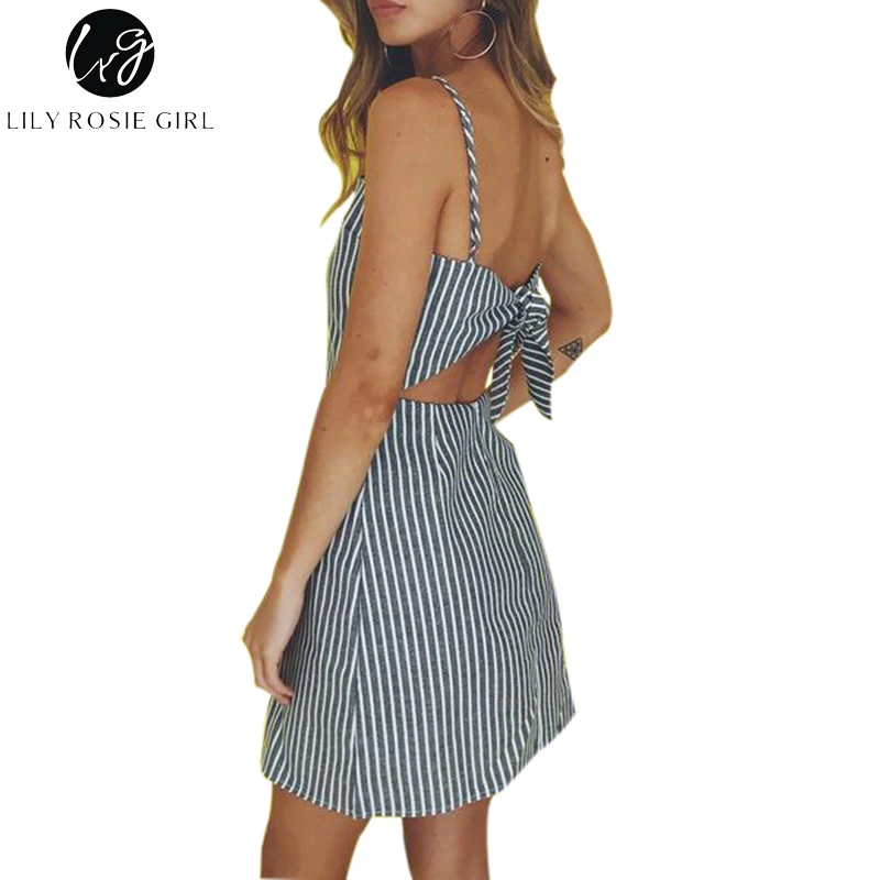 Lily Rosie/серое Полосатое платье с открытыми плечами для девочек Vestidos женское