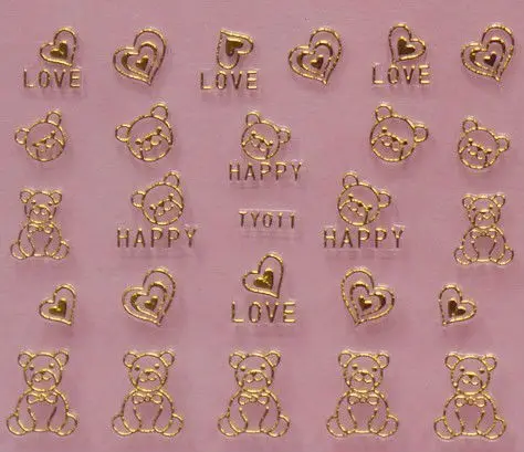 24 шт Новый корейский стиль Золотой металлический стикер для ногтей s бант сердце