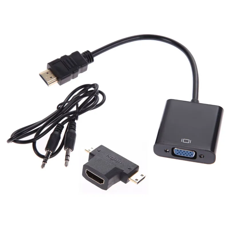 1 комплект Микро Мини адаптер hdmi-vga адаптер HDMI к VGA конвертер мужчин и женщин HDMI кабель с аудиошнур