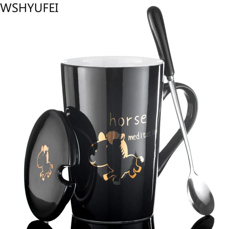 Креативные керамические чашки с рисунками животных крышками Мстители Лига